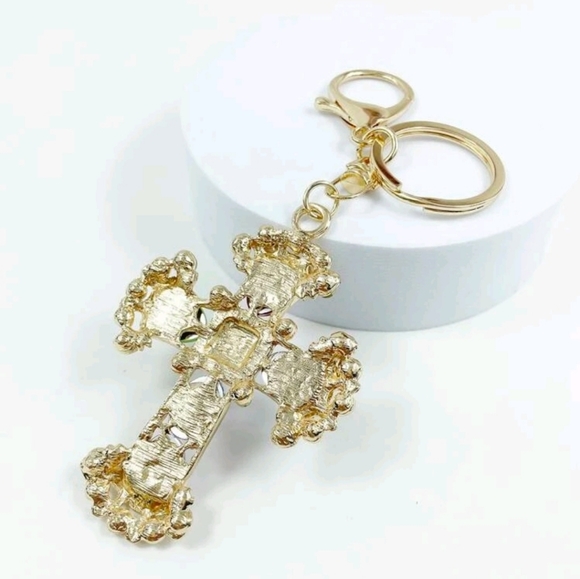 RHINESTONE DONATELLA VERSACE-ESQ  DOLCE GABBANA STYLE RHINESTONE KEYCHAIN - Picture 2 of 3